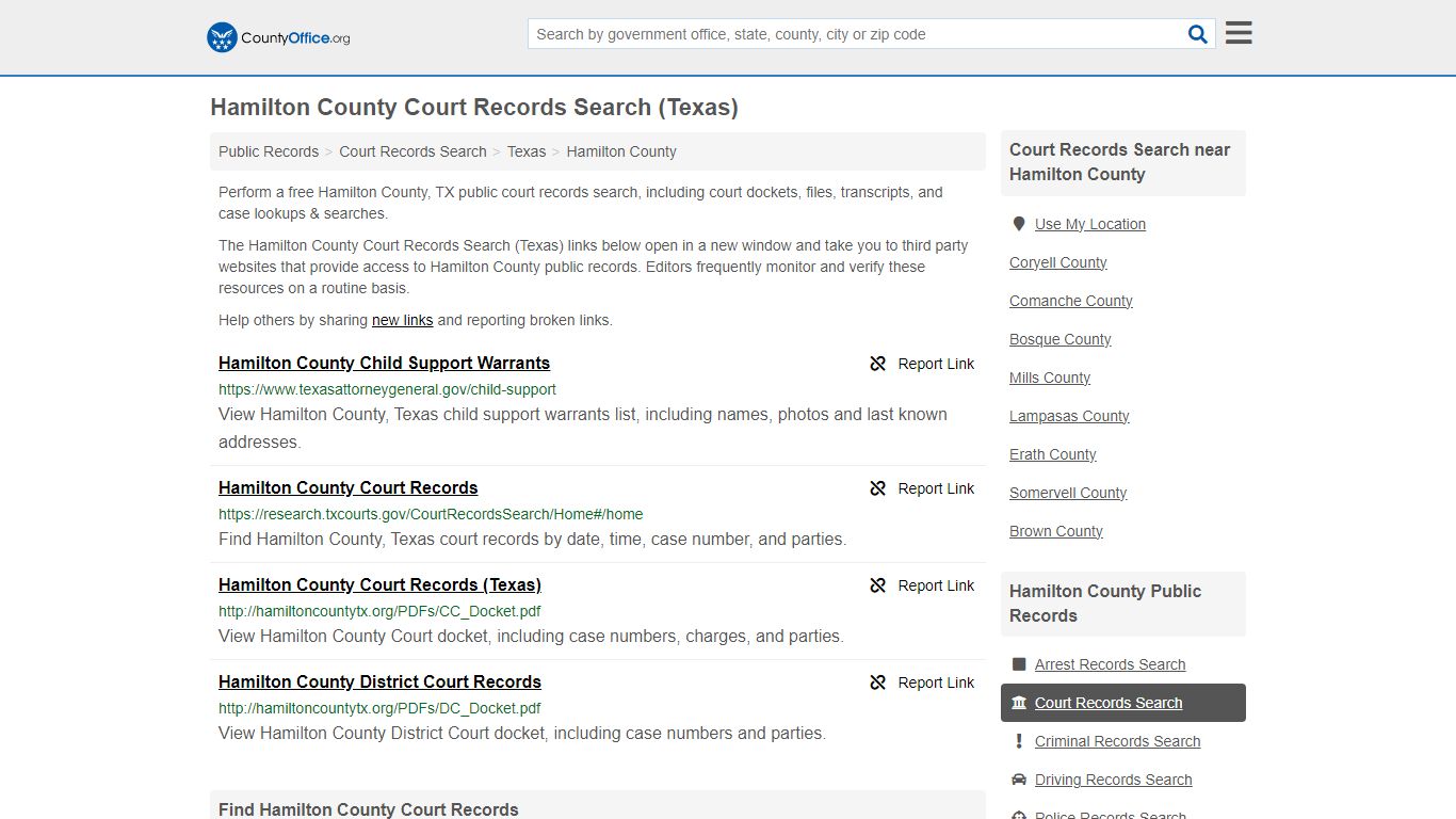 Hamilton County Court Records Search (Texas) - County Office